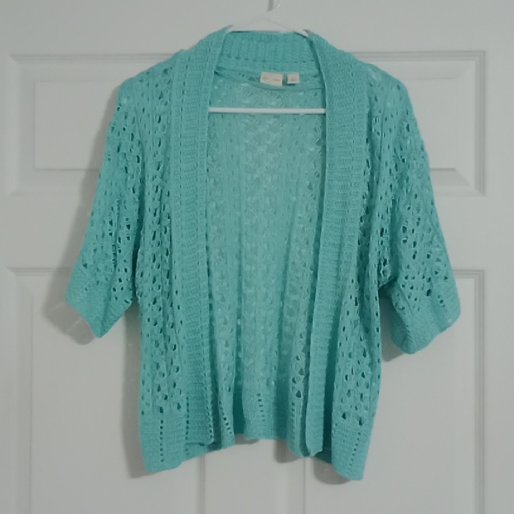 🎈#65 NWOT C Knitted Aqua Women's Cardigan. Size: Large